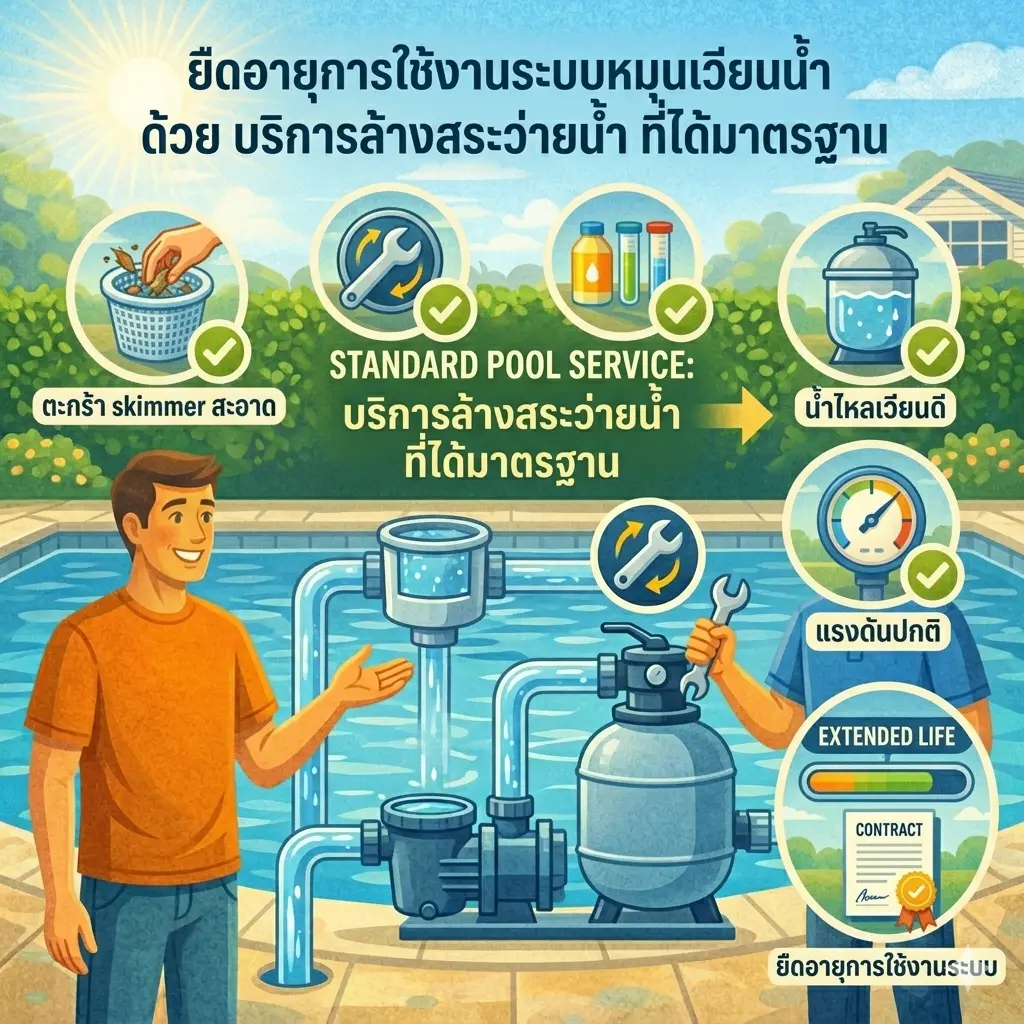 ยืดอายุการใช้งานระบบหมุนเวียนน้ำด้วย บริการล้างสระว่ายน้ำ ที่ได้มาตรฐาน